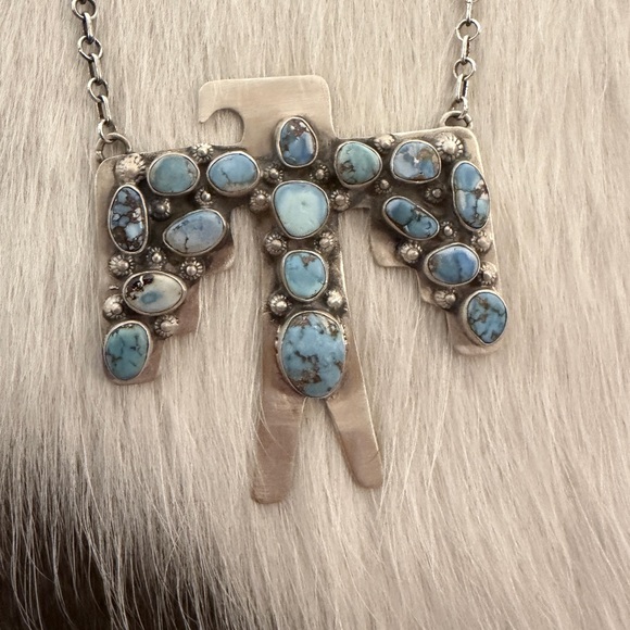 ❤️ Golden Hills Turquoise Thunderbird ADJ Statement Necklace 22.5” Unisex 33Gram - Picture 13 of 17
